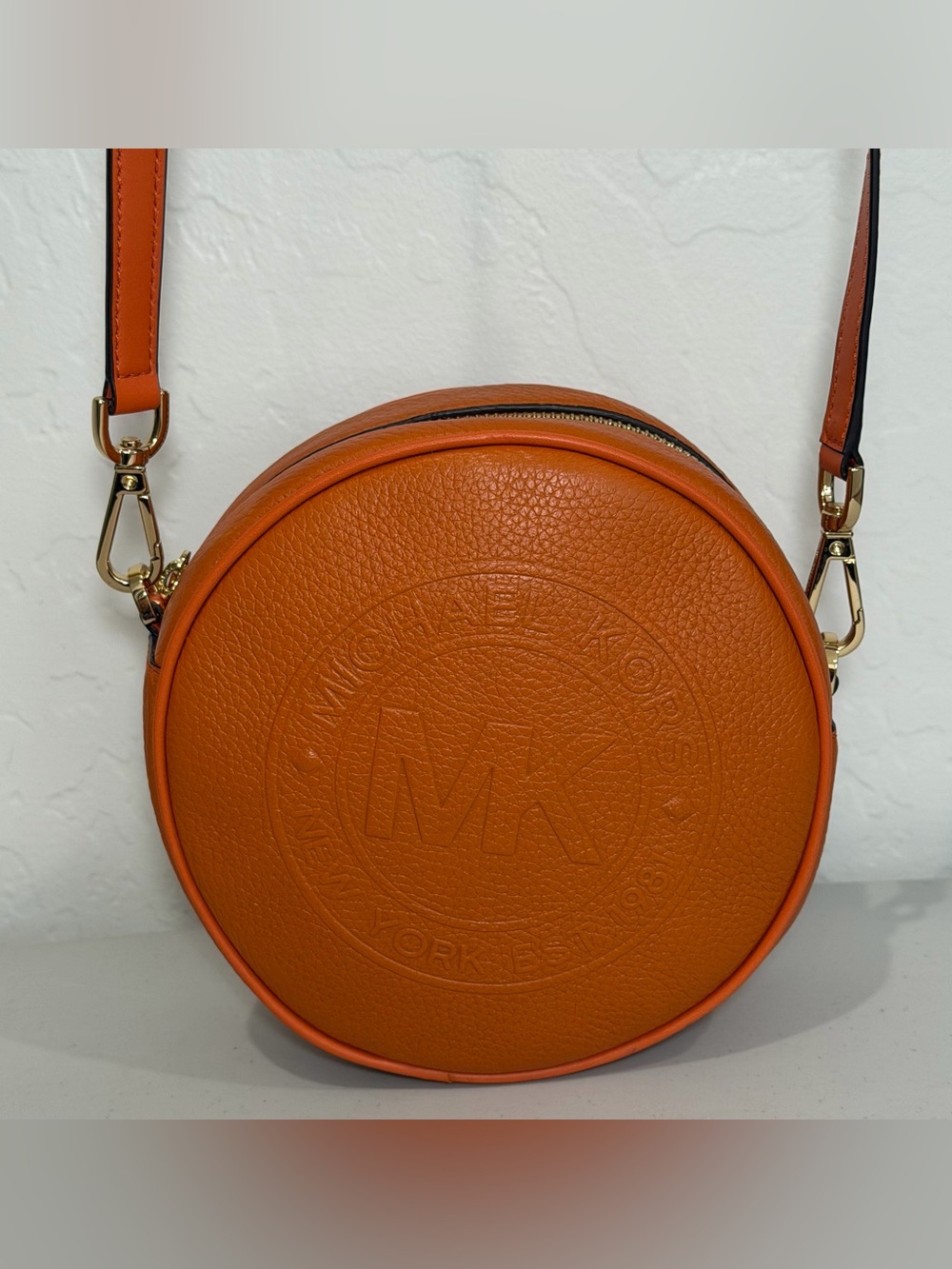 Michael Kors Fulton Small Logo Debossed Leather Canteen Crossbody Bag